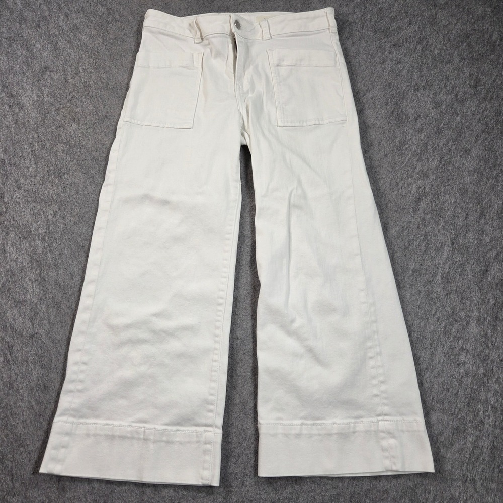 Pilcro and the Letterpress Crop Utility Pants Womens 30 White Wide Leg